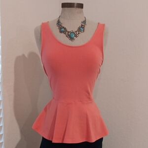Express Coral Peplum Tank Top